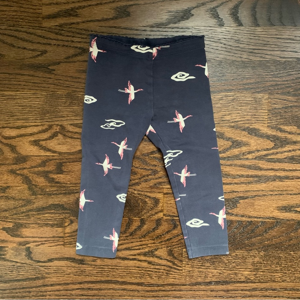 Tea Collection Dark Blue Crane Print Leggings | 2T